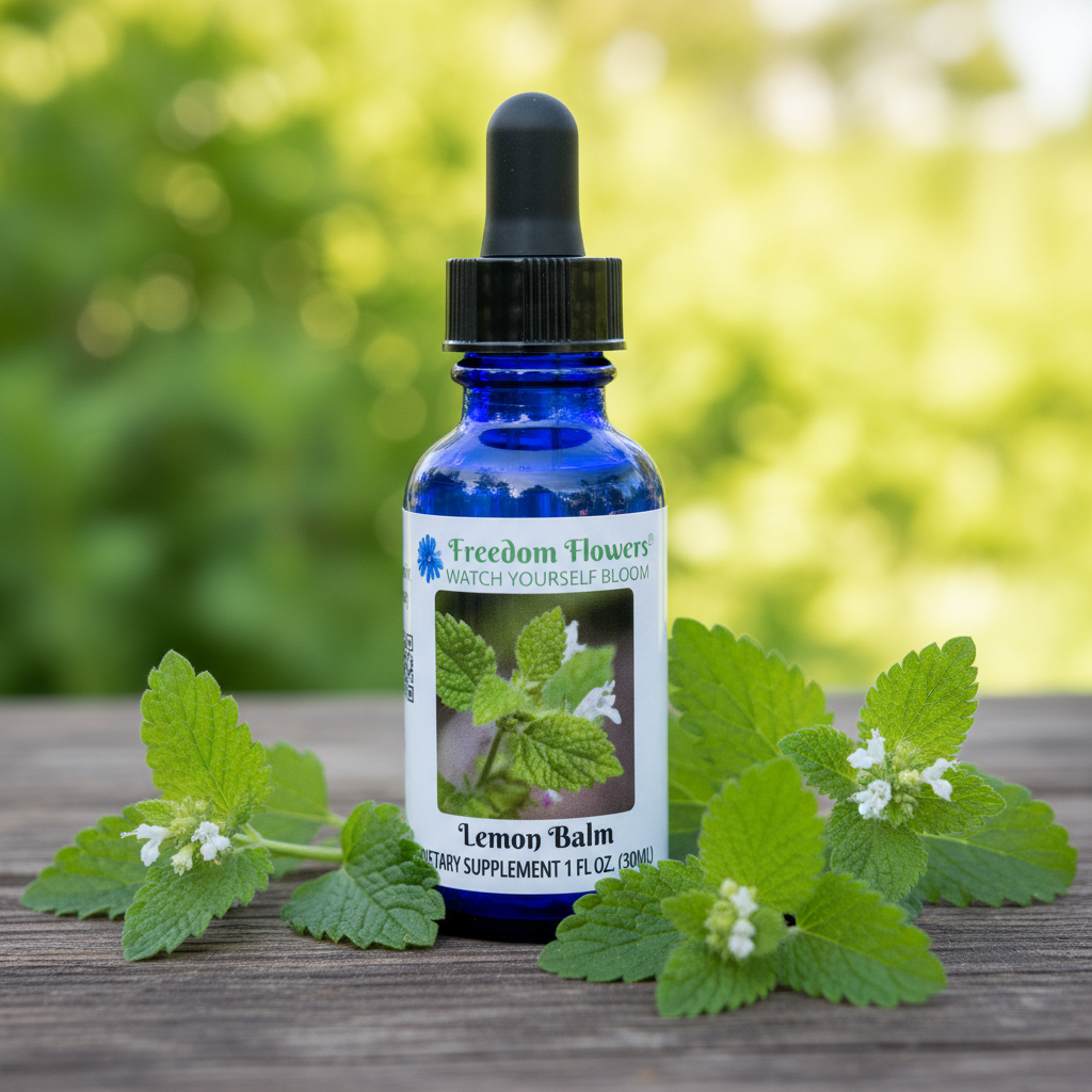 lemon_balm_flower_essence **Lemon Balm Flower Essence** — calms fears, eases anxiety lurking in the background of the mind, and supports a steady sleep rhythm